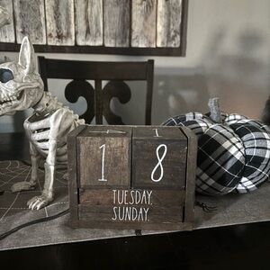 Rae Dunn Wooden Block Calendar - Brown and White